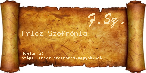 Fricz Szofrónia névjegykártya